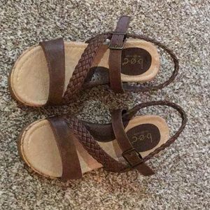 Kids brown cork wedges